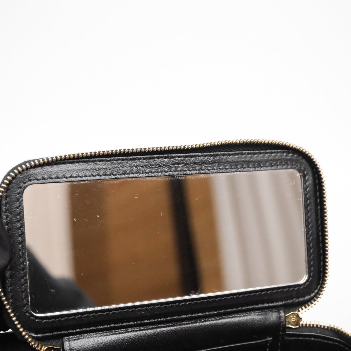 Chanel Vanity Rectangular Metal Top Handle Black Lambskin Aged Gold Hardware