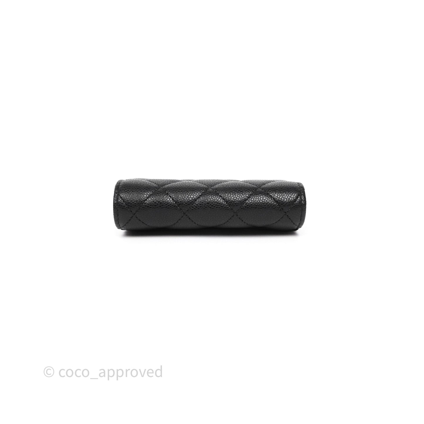 Chanel Flap Card Holder Quilted Black Caviar Gold Hardware 24A