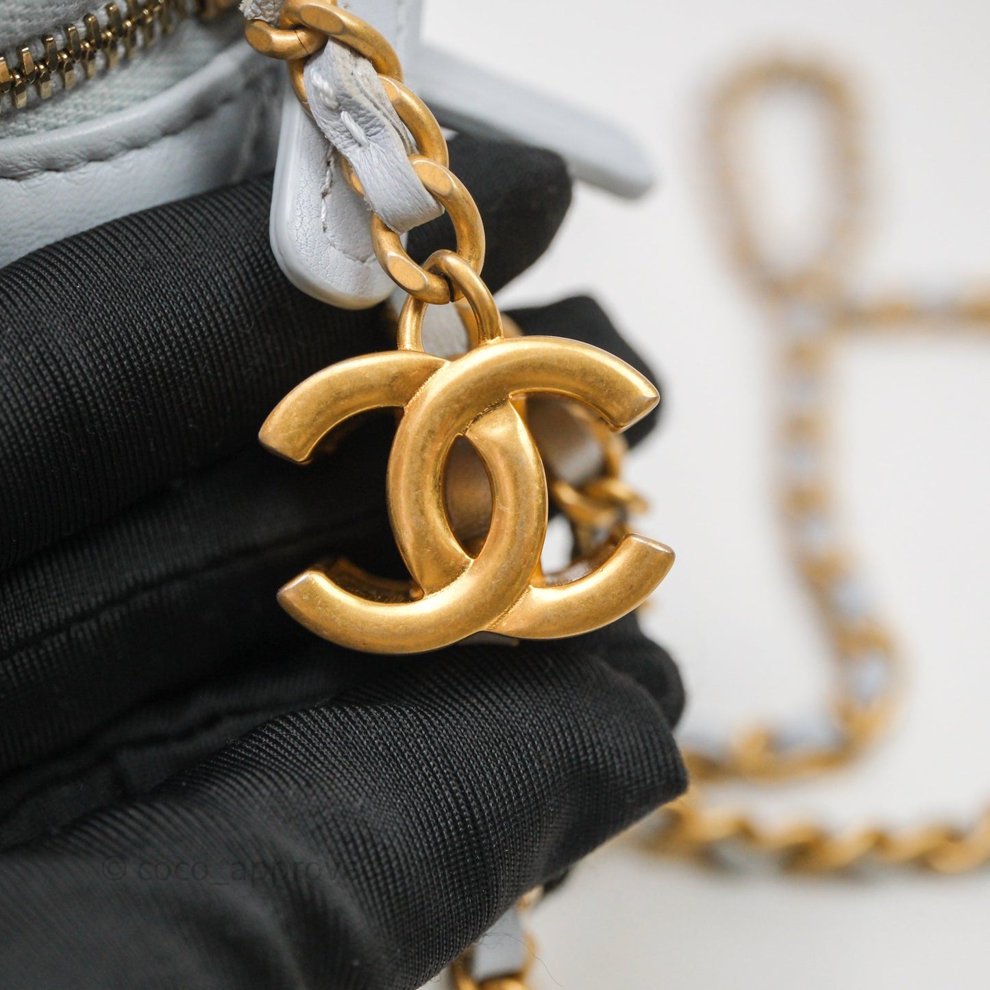 Chanel Vanity with Adjustable Chain Blue Lambskin Aged Gold Hardware