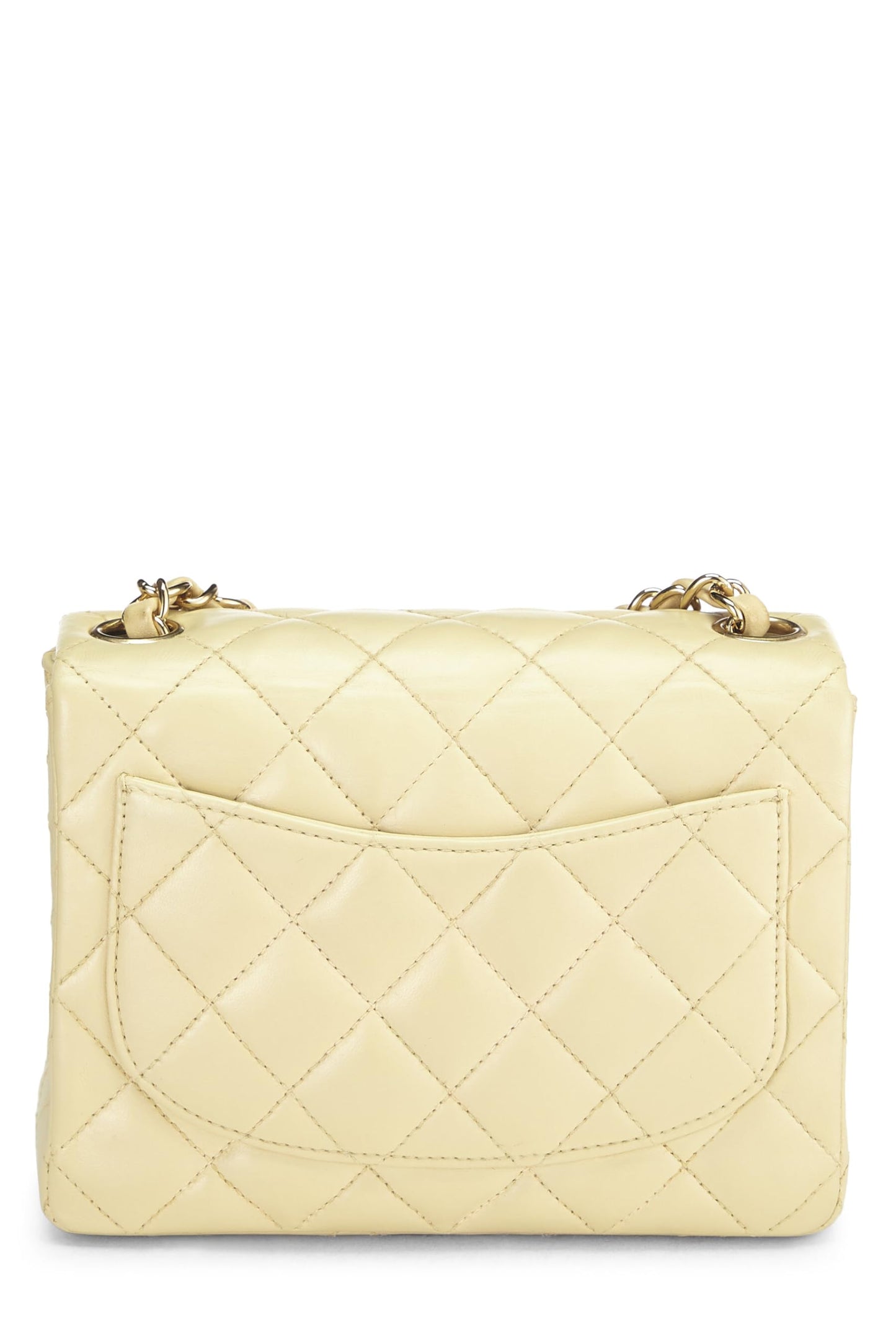 Chanel,  Beige Quilted Lambskin Half Flap Mini, Beige