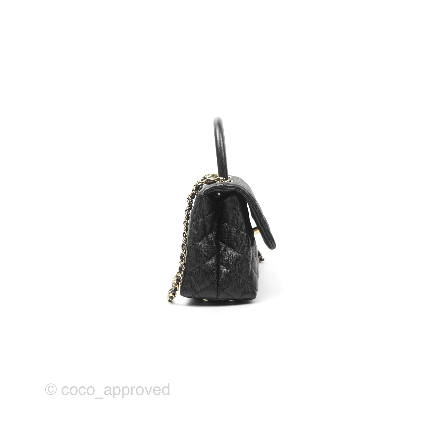Chanel Small Quilted Coco Handle Black Caviar Gold Hardware