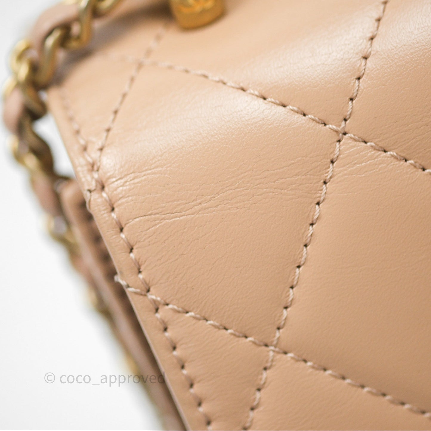 Chanel Quilted Mini Perfect Fit Adjustable Beige Calfskin Gold Hardware