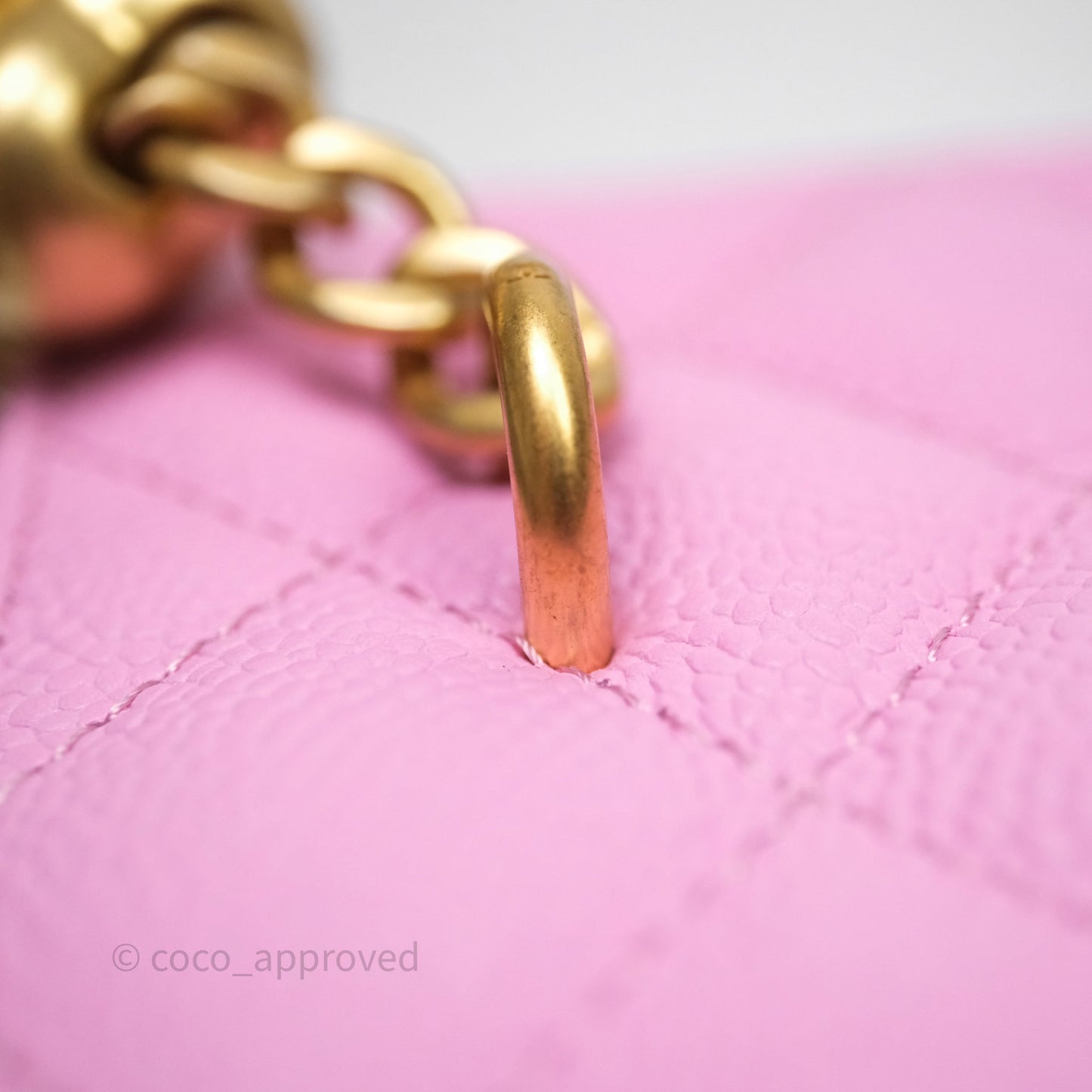 Chanel Vanity with Heart Adjustable Chain Pink Caviar Aged Gold Hardware