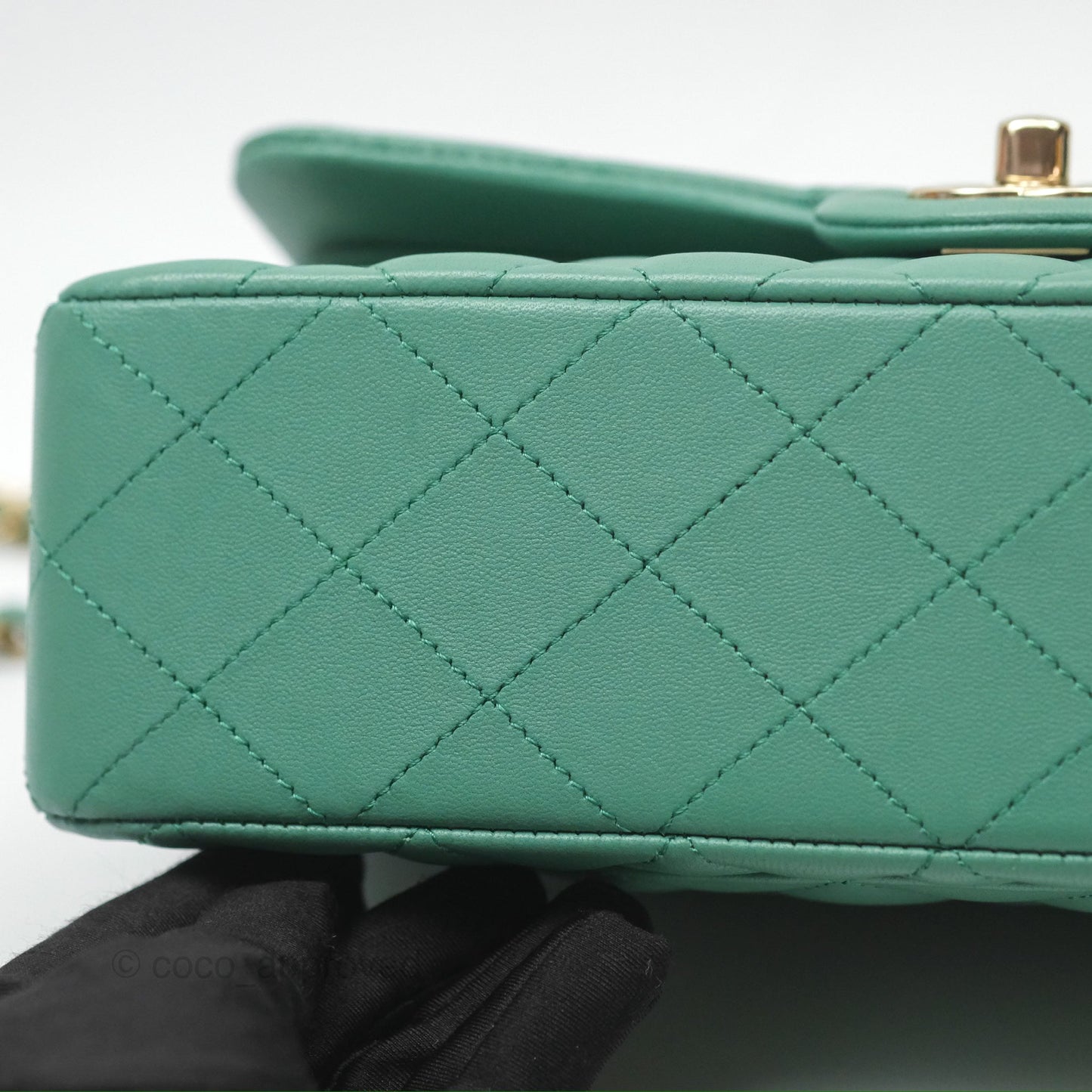 Chanel Small S/M Classic Flap Green Lambskin Gold Hardware