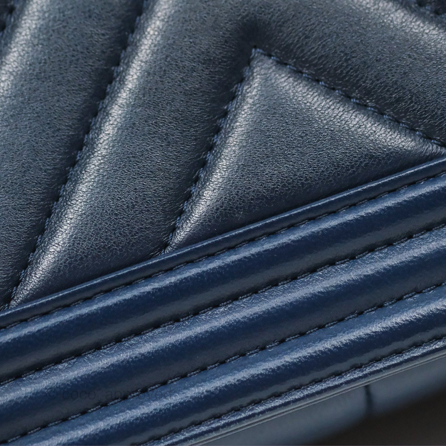 Chanel Medium Boy Chevron Navy Calfskin Aged Gold Hardware
