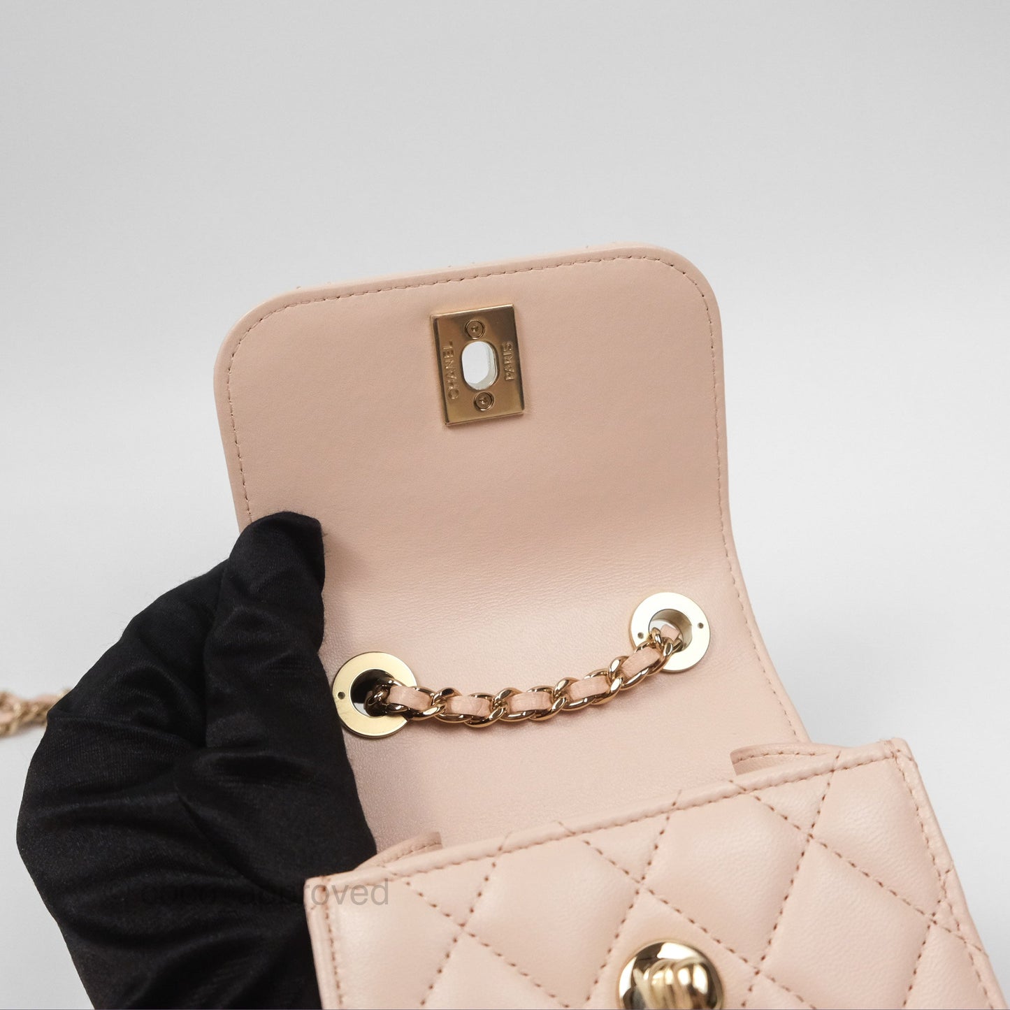 Chanel Mini Quilted Trendy CC Clutch With Chain Light Pink Lambskin Gold Hardware