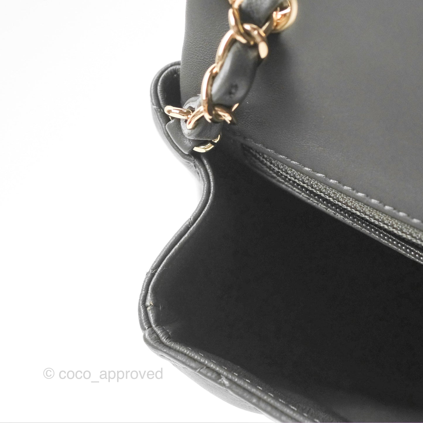 Chanel Quilted Mini Square Flap Grey Lambskin Gold Hardware