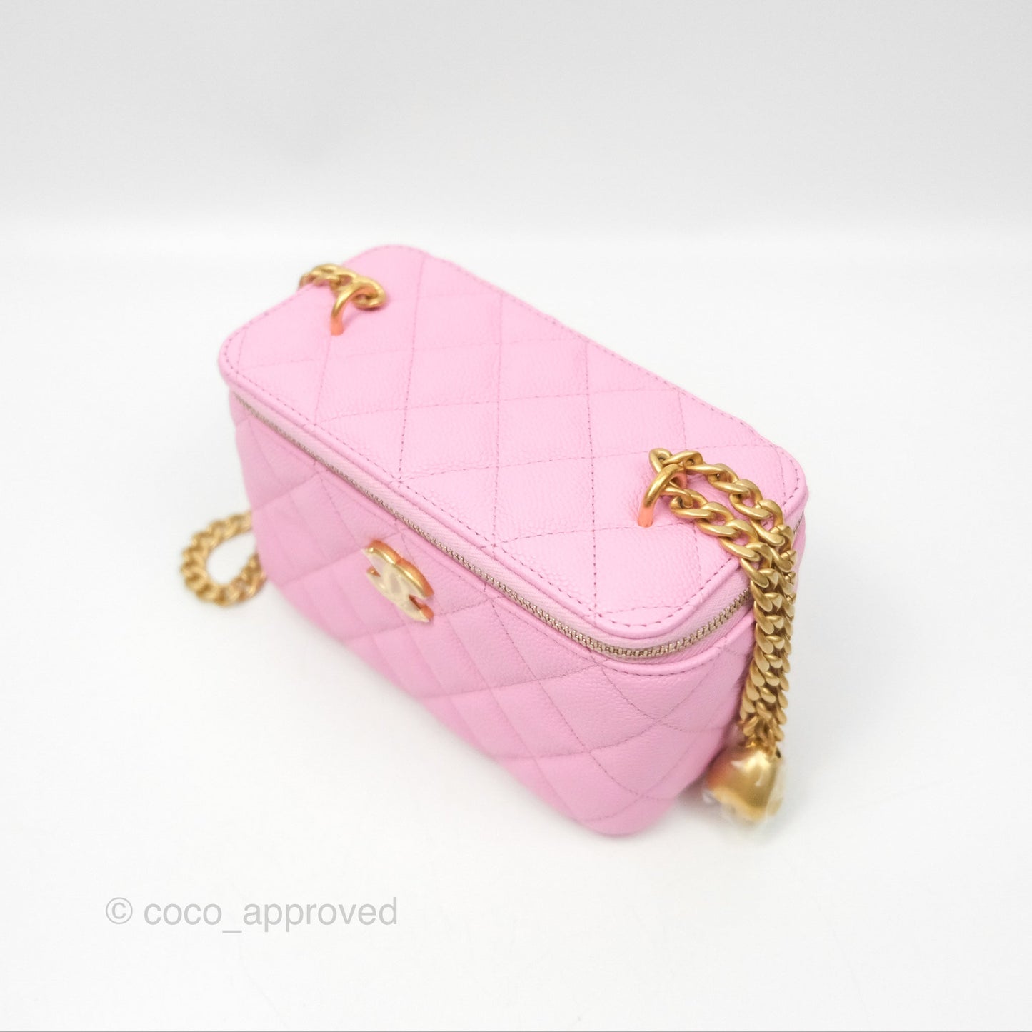 Chanel Vanity Heart Crush Adjustable Chain Pink Caviar Aged Gold Hardware