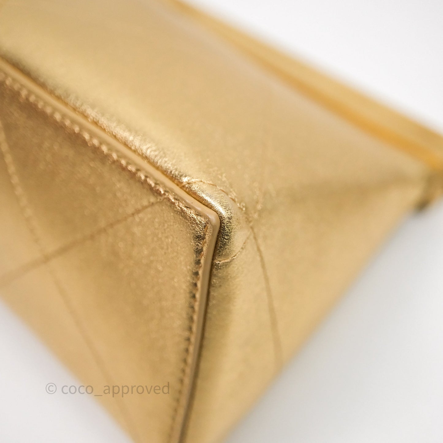 Chanel Calfskin Kiss Lock Frame Gold Bag