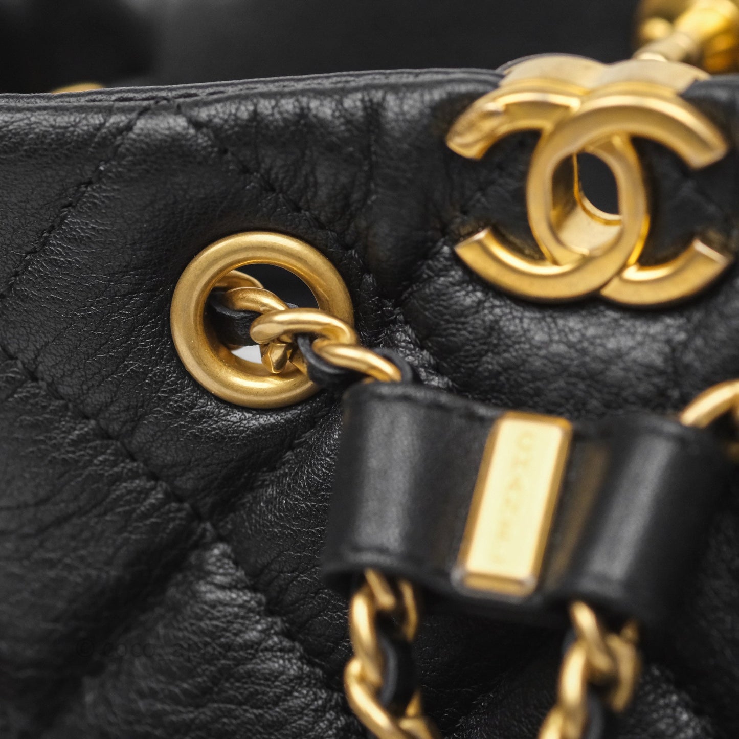 Chanel Mini Backpack Black Crumpled Calfskin Aged Gold Hardware 23A