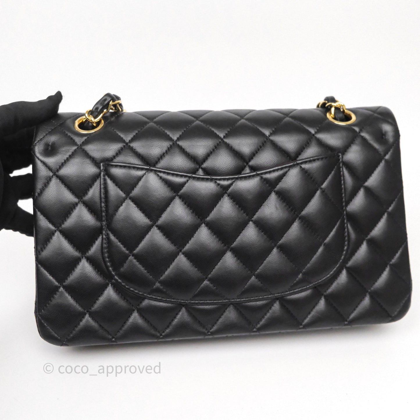 Chanel Classic M/L Medium Flap Quilted Black Lambskin Gold Hardware