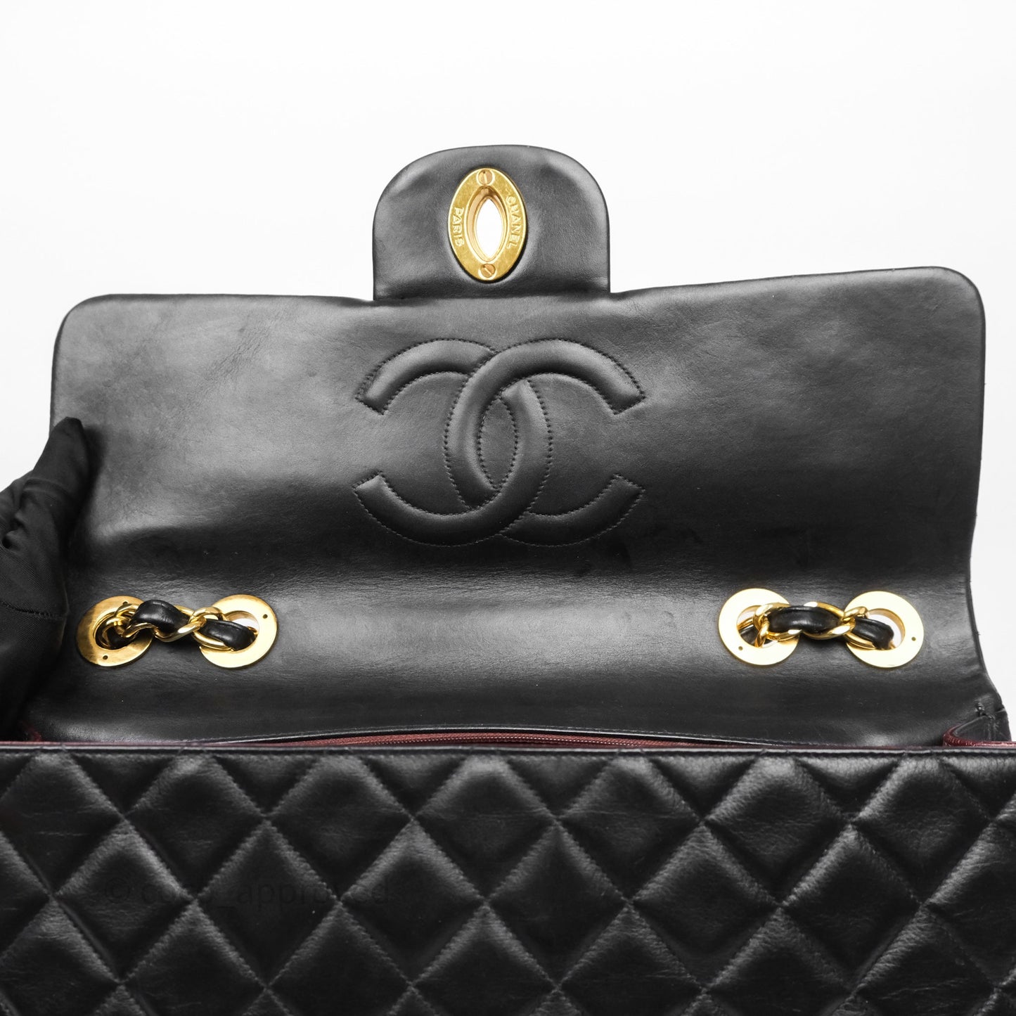 Chanel Vintage XL Jumbo Single Flap Black Lambskin 24K Gold Hardware