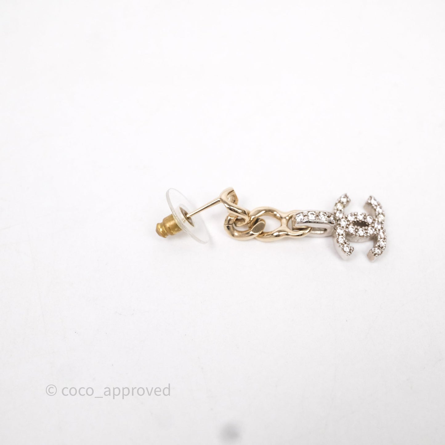 Chanel CC Crystal Drop Earrings Gold Tone 22S