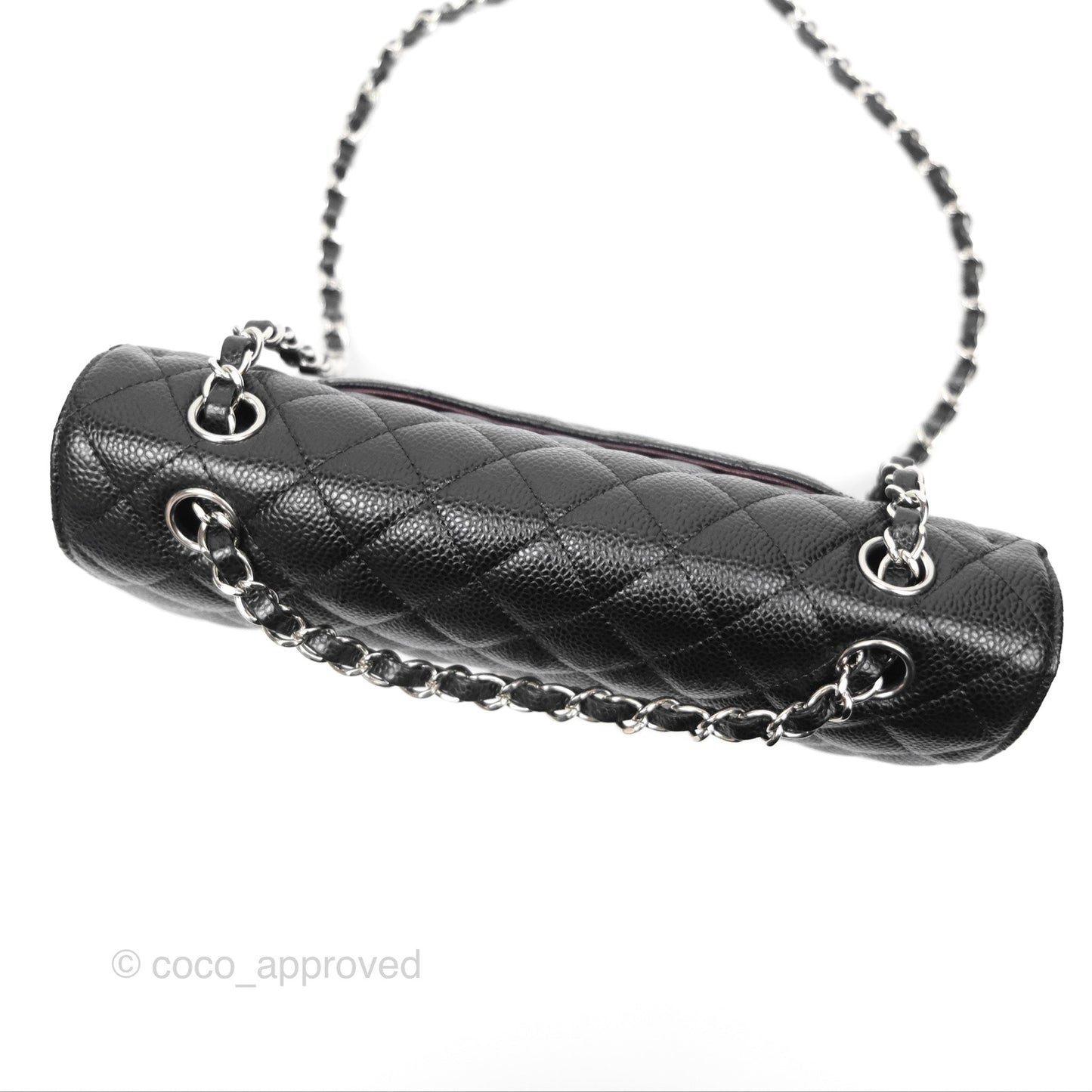 Chanel Classic M/L Medium Flap Quilted Black Caviar Silver Hardware