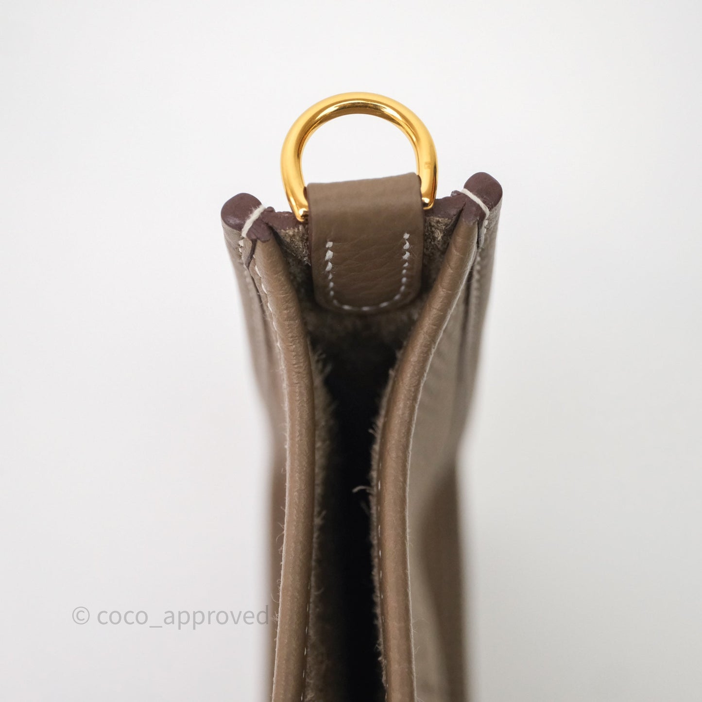 Hermès Mini Evelyne 16 Etoupe 18 Clemence Gold Hardware Bleu Indigo Strap