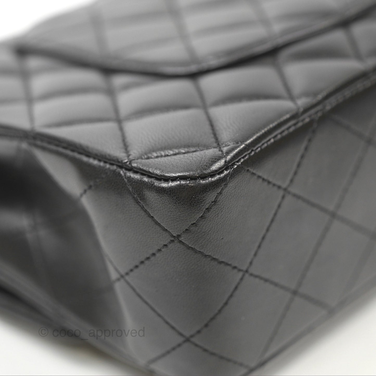 Chanel Classic M/L Medium Flap Quilted Black Lambskin Silver Hardware