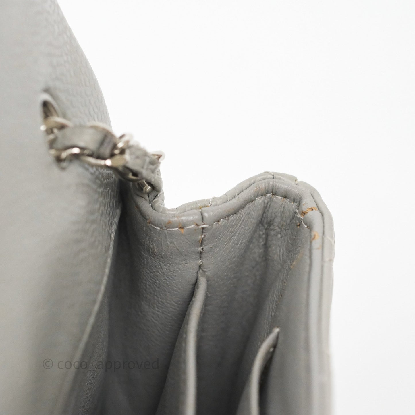 Chanel Extra Mini Rectangular Flap Quilted Light Grey Caviar Silver Hardware