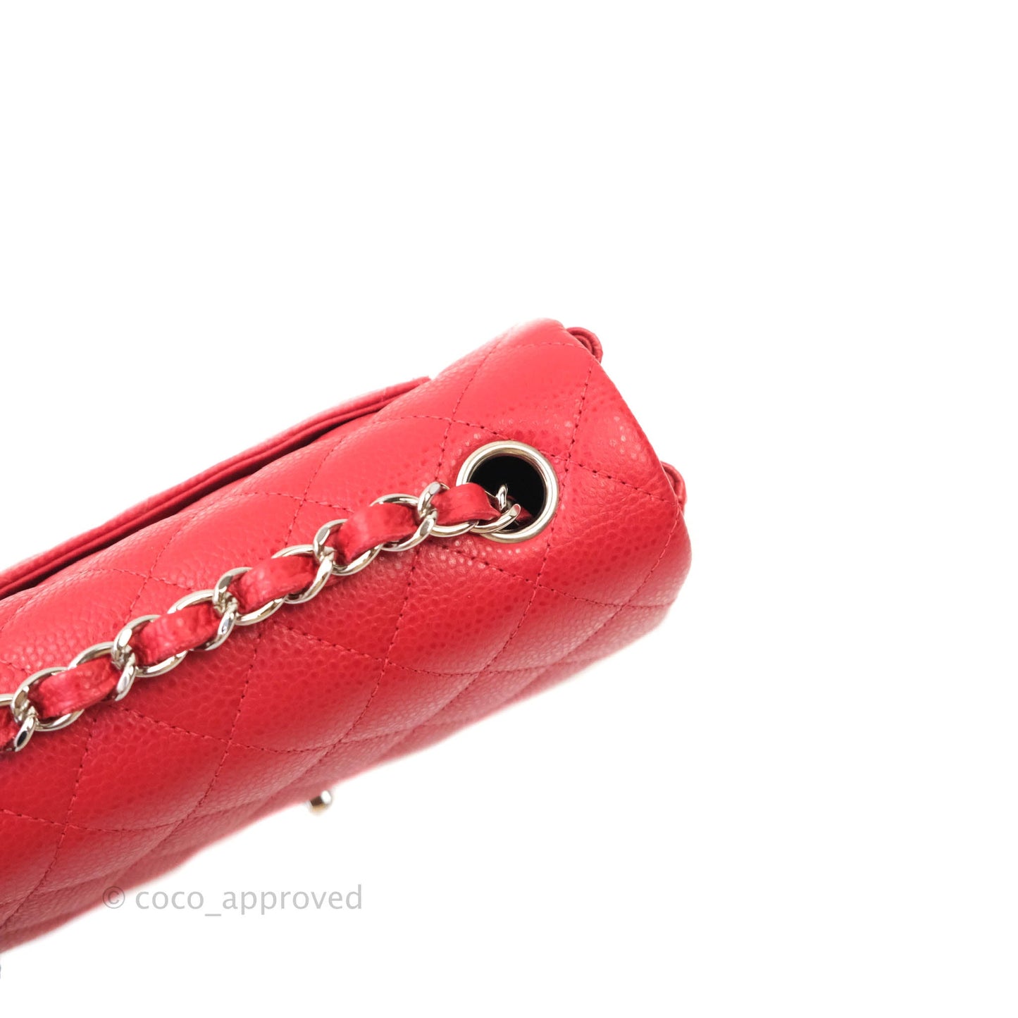 Chanel Classic Quilted Mini Rectangular Flap Red Caviar Silver Hardware