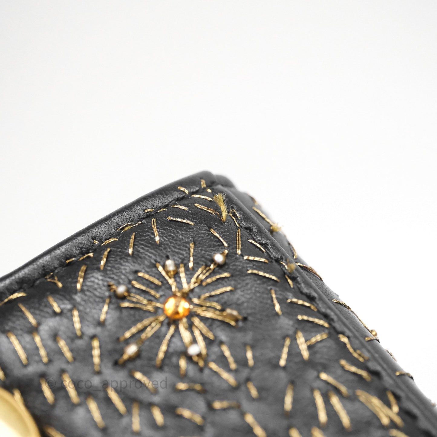 Christian Dior Medium Lady Dior Limited Edition The Moon In My EyesBag Black Calfskin Gold Hardware