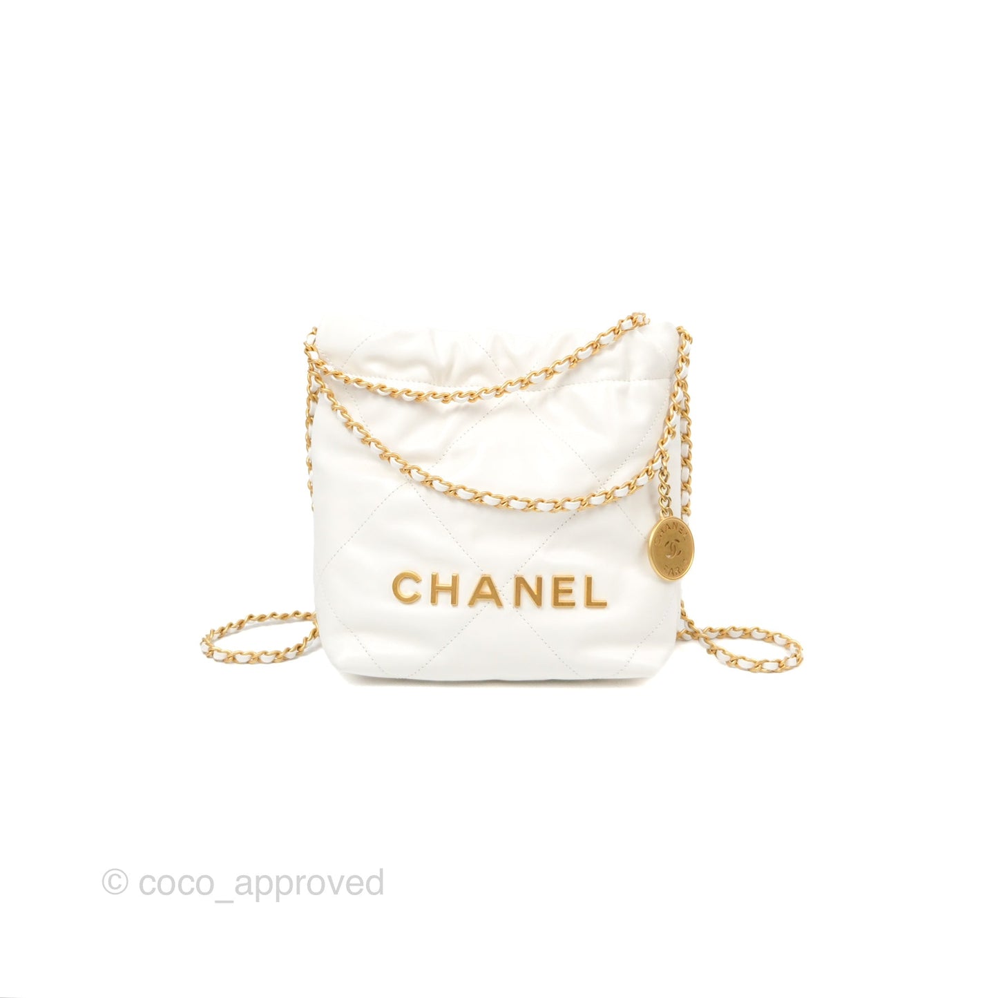 Chanel 22 Mini Bag White Crumpled Calfskin