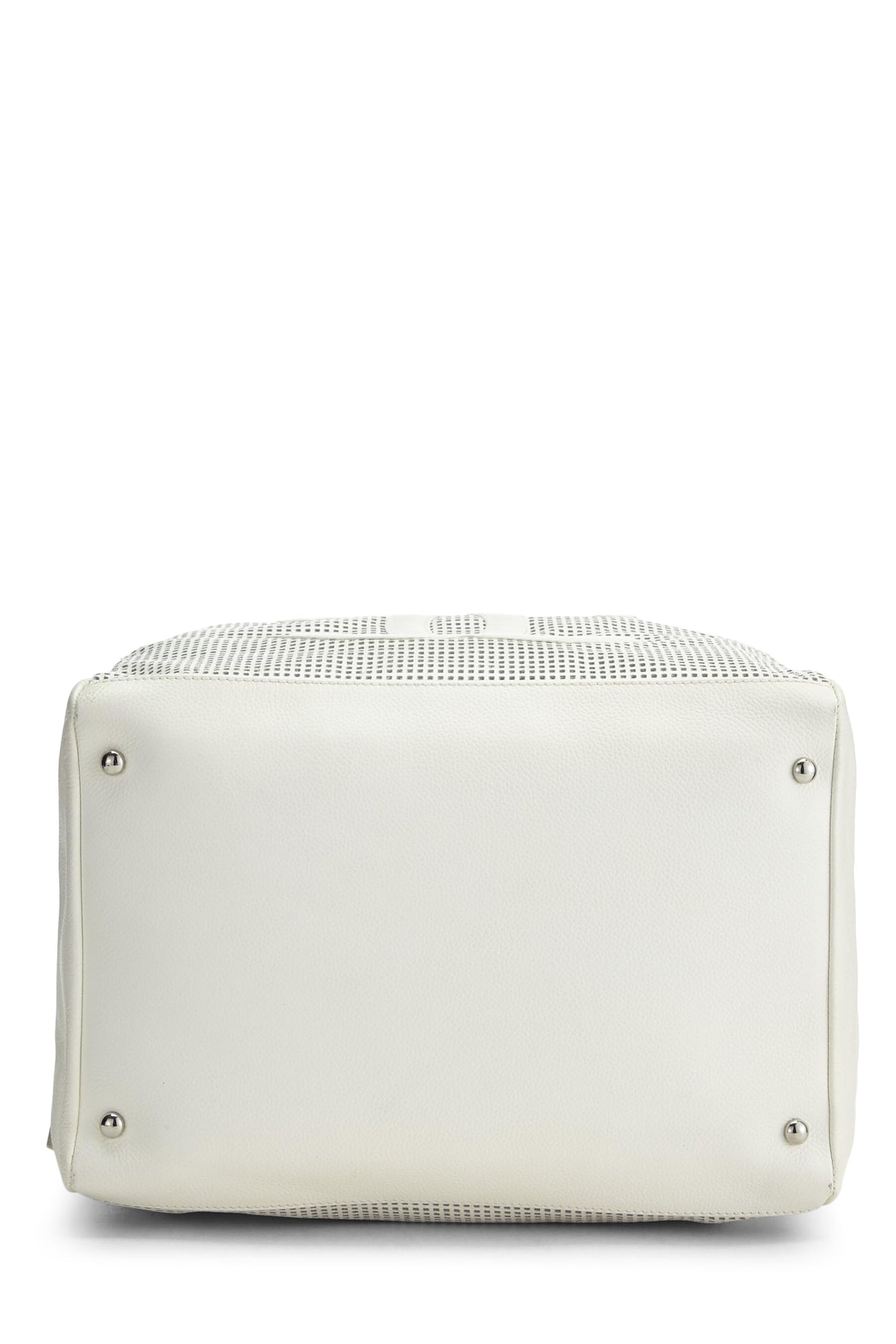 Chanel,  White Perforated Leather Bowler Small, White