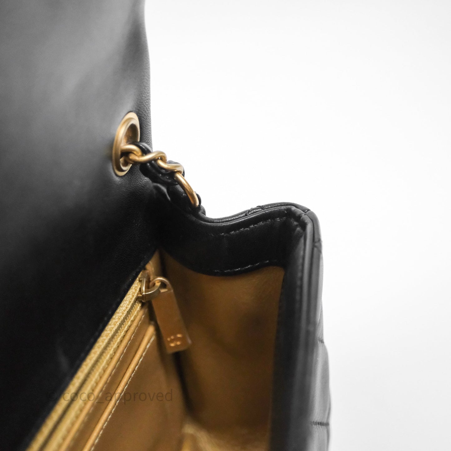 Chanel Mini Rectangular Pearl Crush Quilted Black Lambskin Aged Gold Hardware