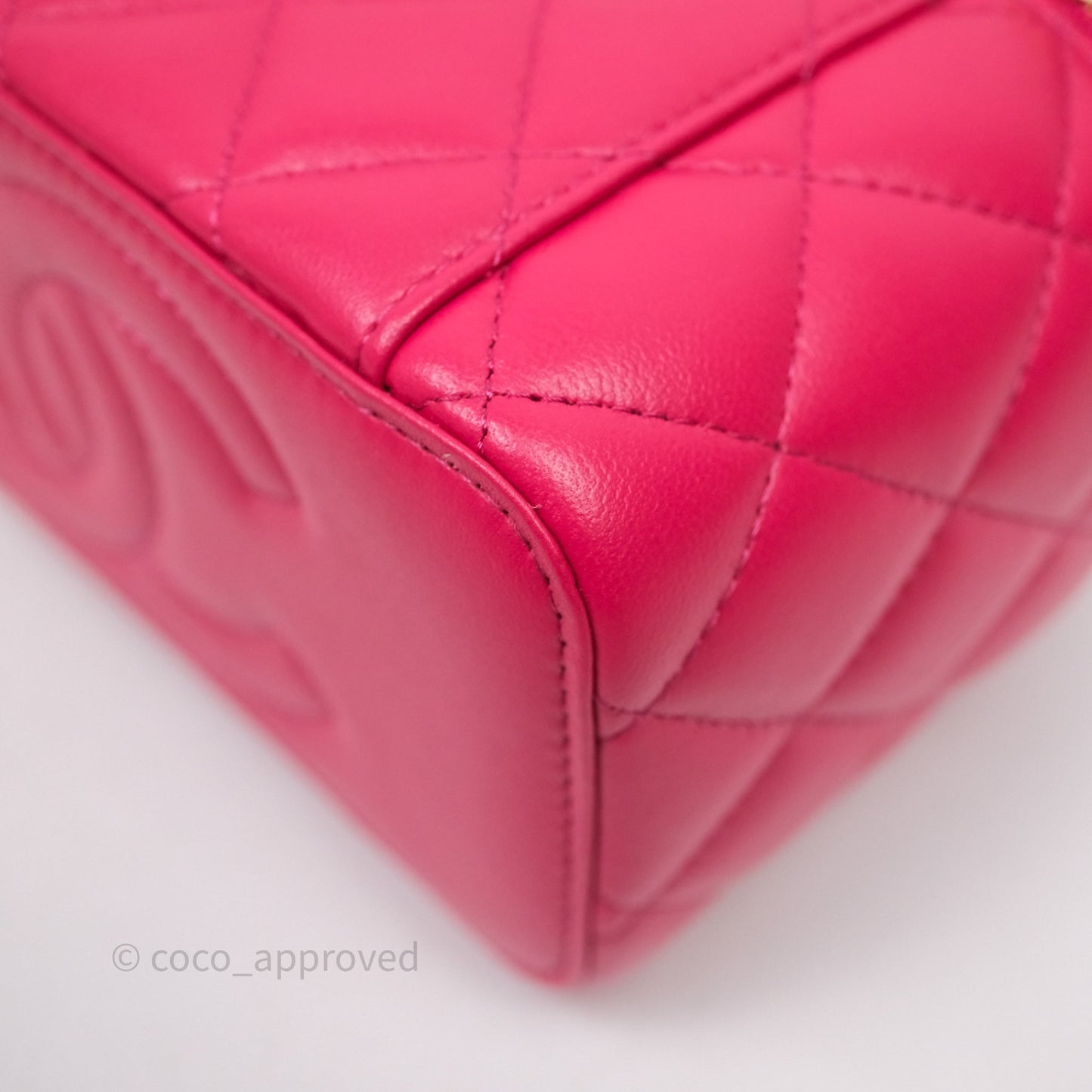 Chanel Vanity Rectangular Top Handle Pink Lambskin Gold Hardware
