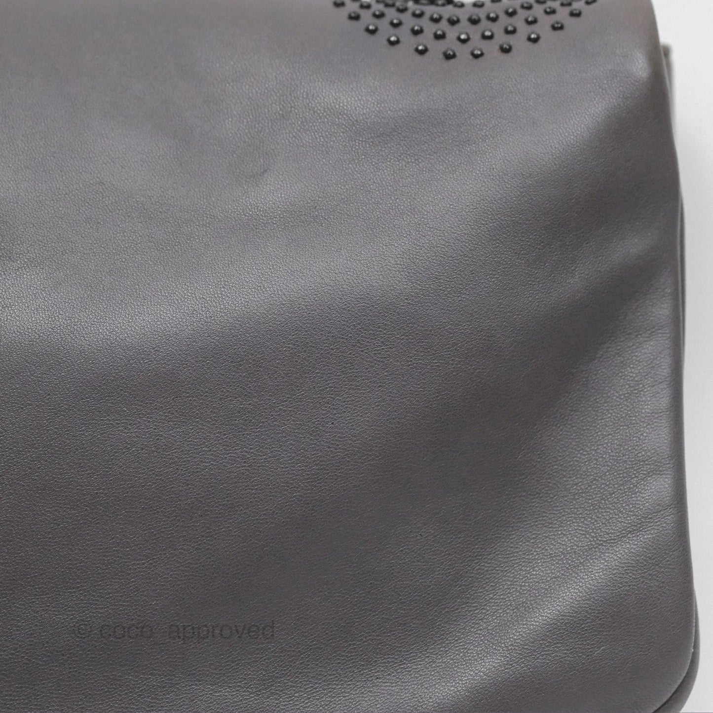 Chanel Studded CC East West Flap Shoulder Bag Lambskin Dark Grey