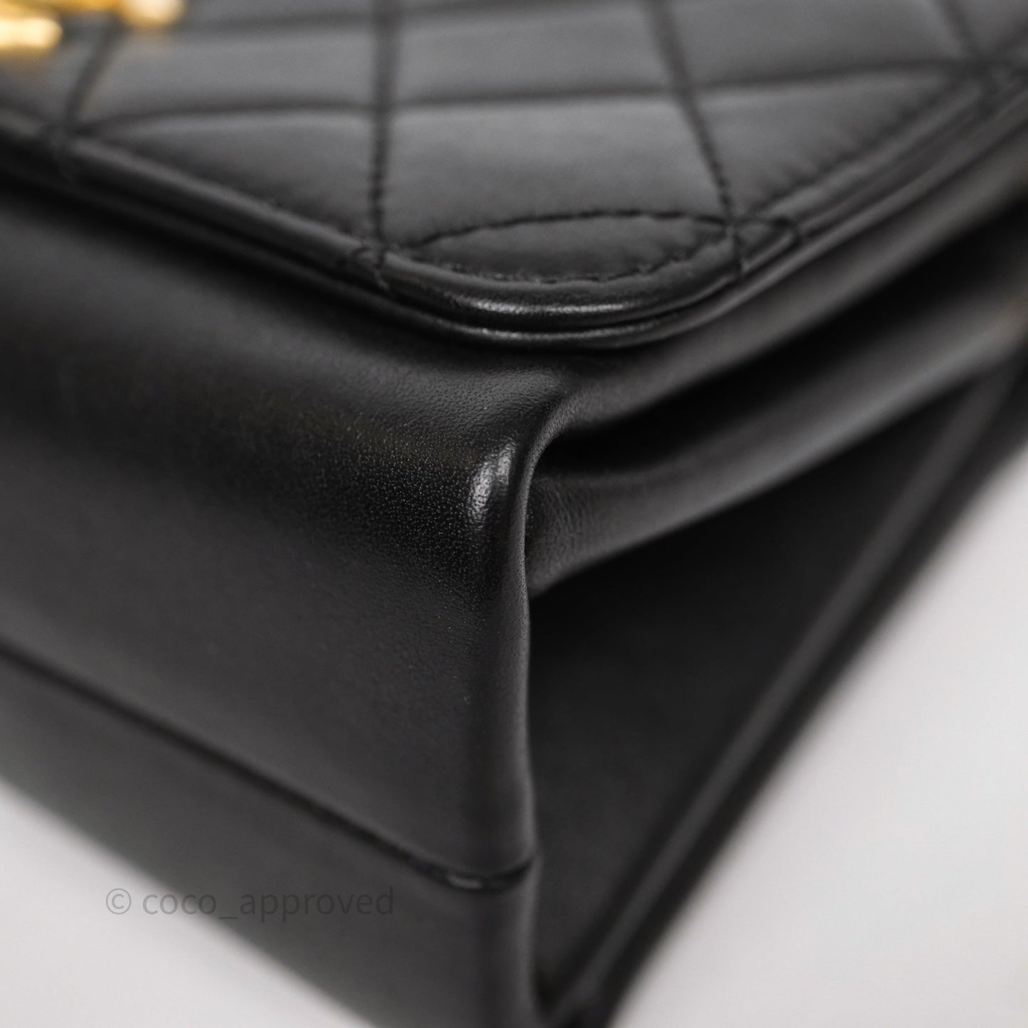 Chanel Pearl Chain Bag Black Calfskin Gold Hardware