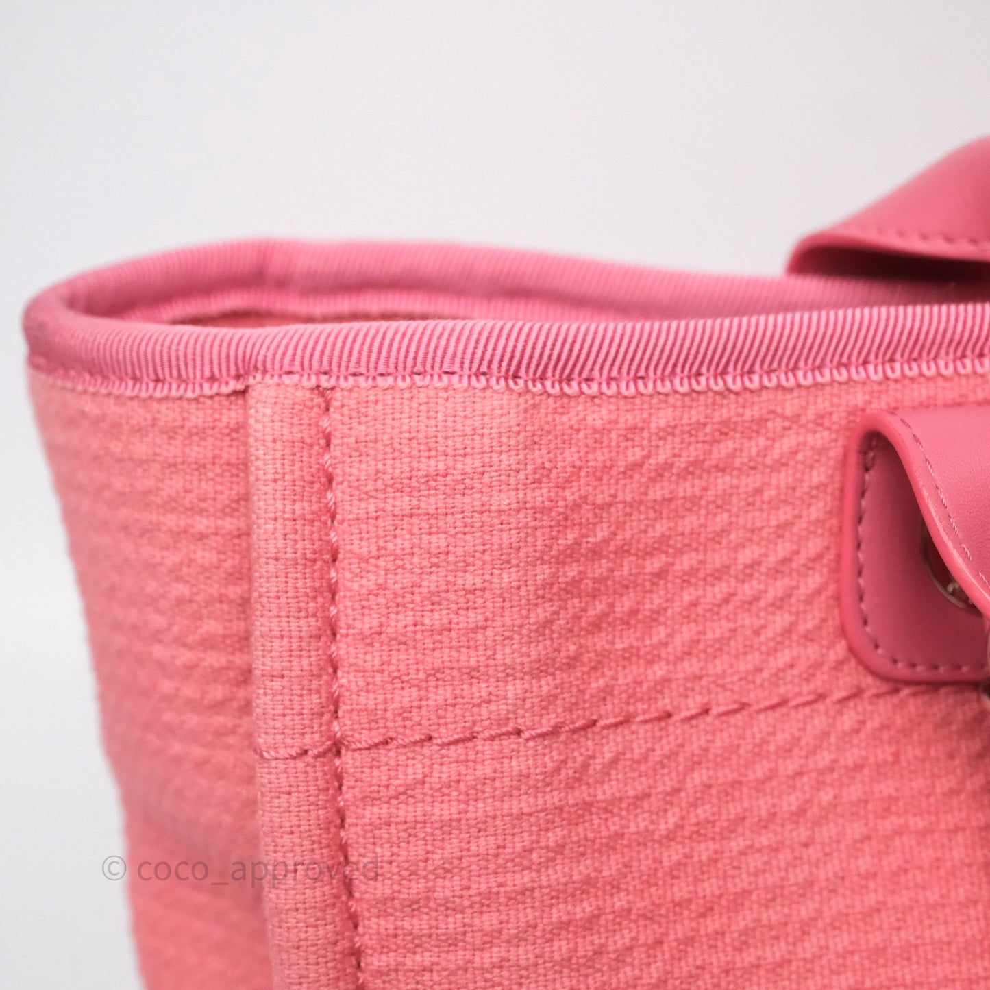 Chanel New Small Deauville Tote Pink Cotton Sliver Hardware