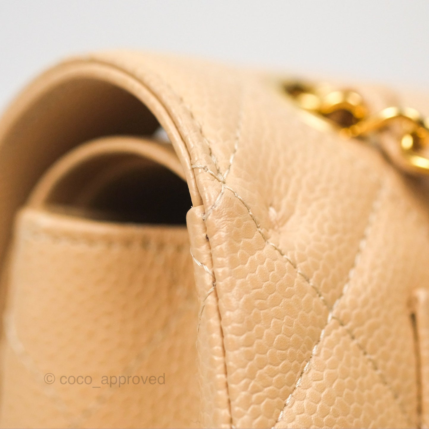 Chanel Small Quilted Classic Flap Beige Caviar Gold Hardware