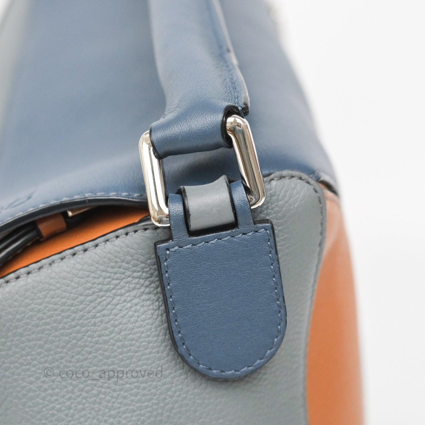 Loewe Medium Puzzle Bag Stone Blue Indigo Tan Calfskin Silver Hardware