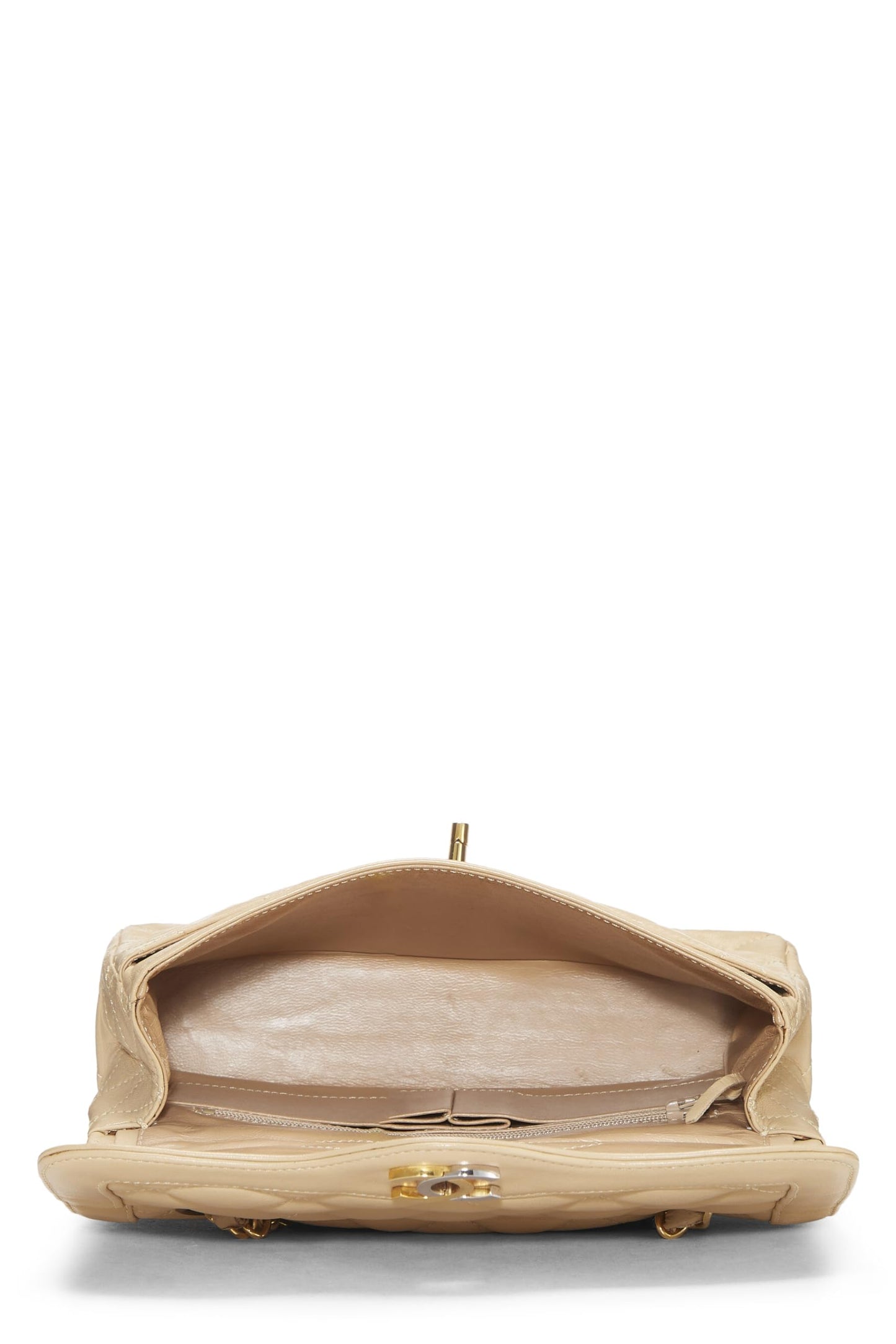 Chanel,  Beige Quilted Lambskin Paris Limited Double Flap Small, Beige