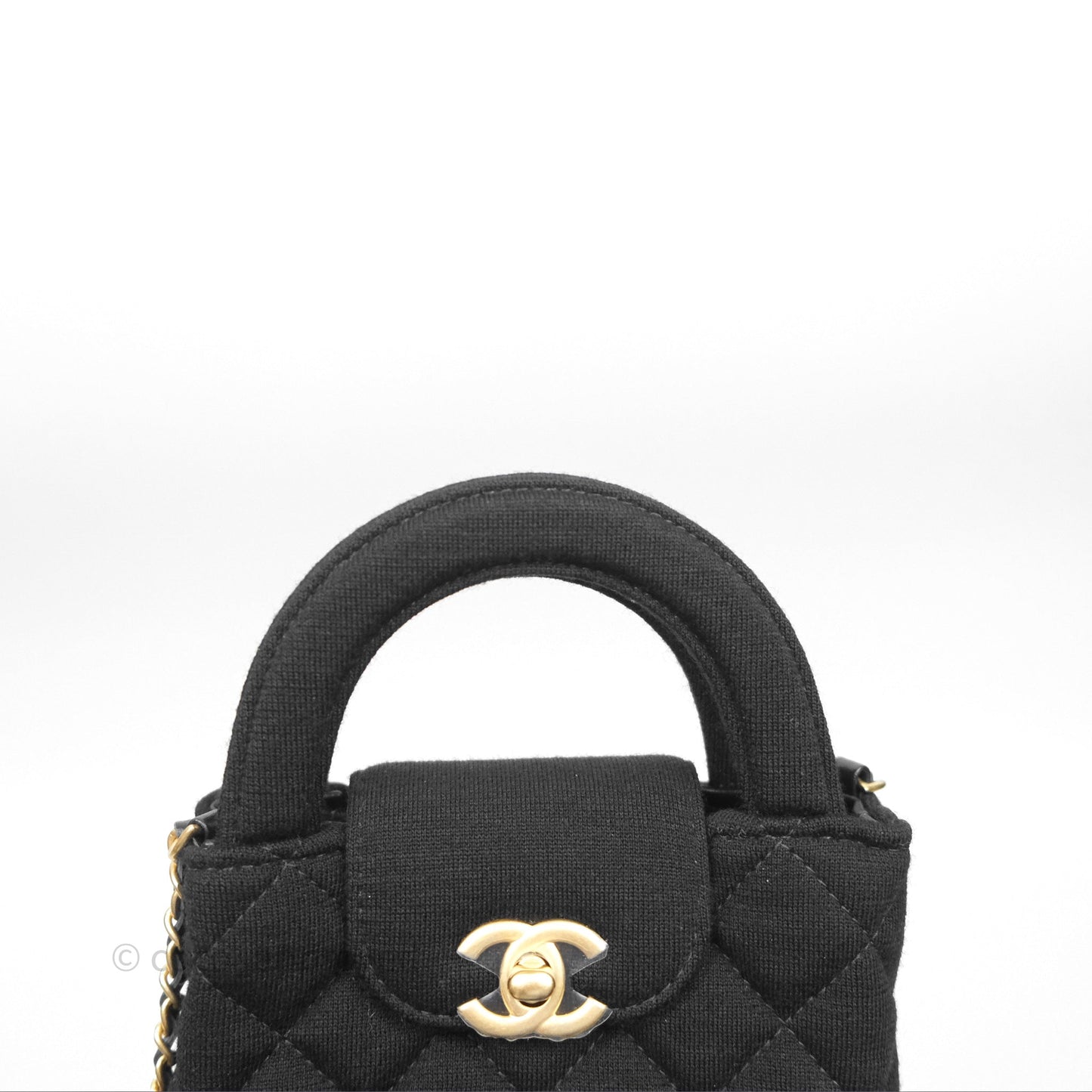 Chanel Mini Nano Kelly Bag Black Jersey Aged Gold Hardware 23K