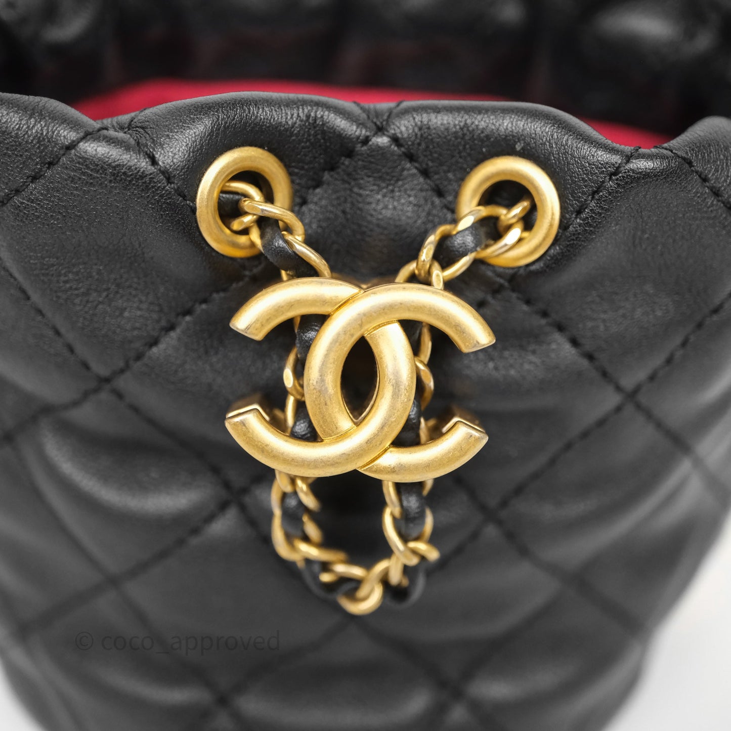 Chanel Quilted Pearl Mini About Pearls Drawstring Bucket Bag Black Calfskin