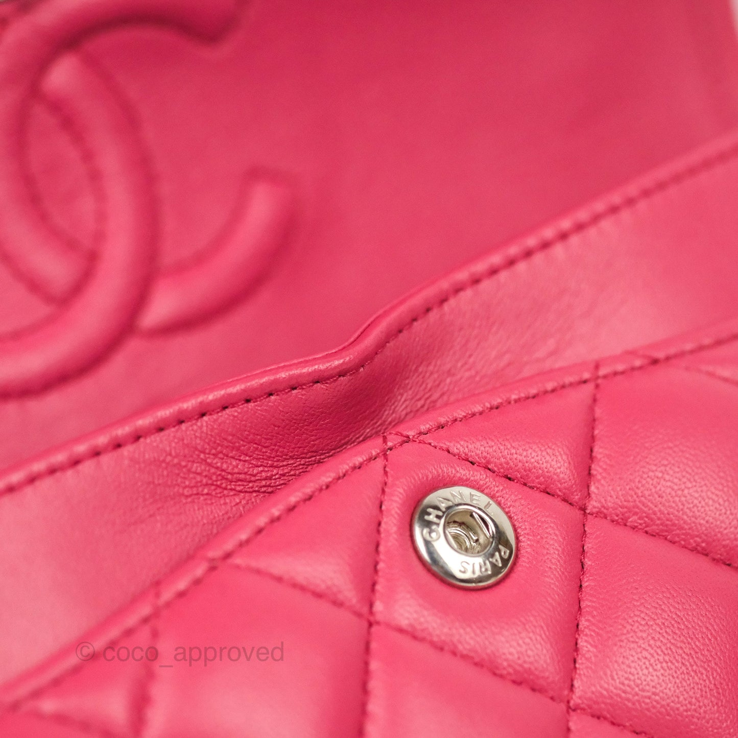Chanel Small Classic Flap Quilted Dark Rosy Pink Lambskin Silver Hardware