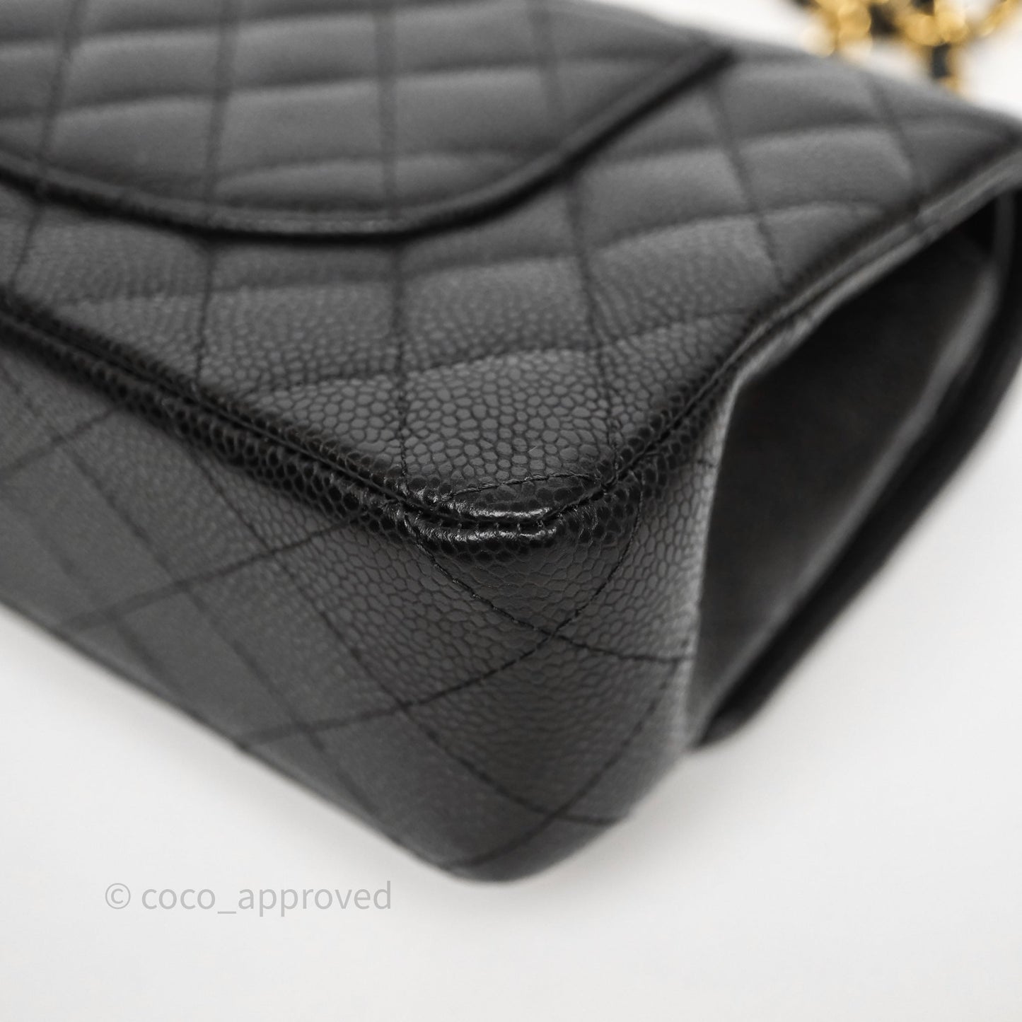 Chanel Classic M/L Medium Flap Quilted Black Caviar Gold Hardware