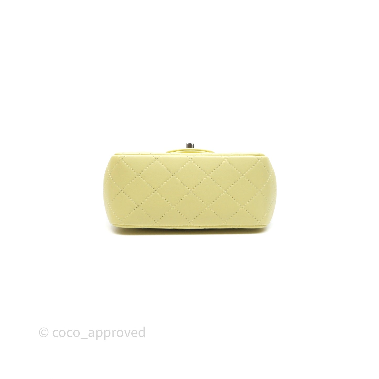 Chanel Mini Square Flap Quilted Yellow Lambskin Silver Hardware