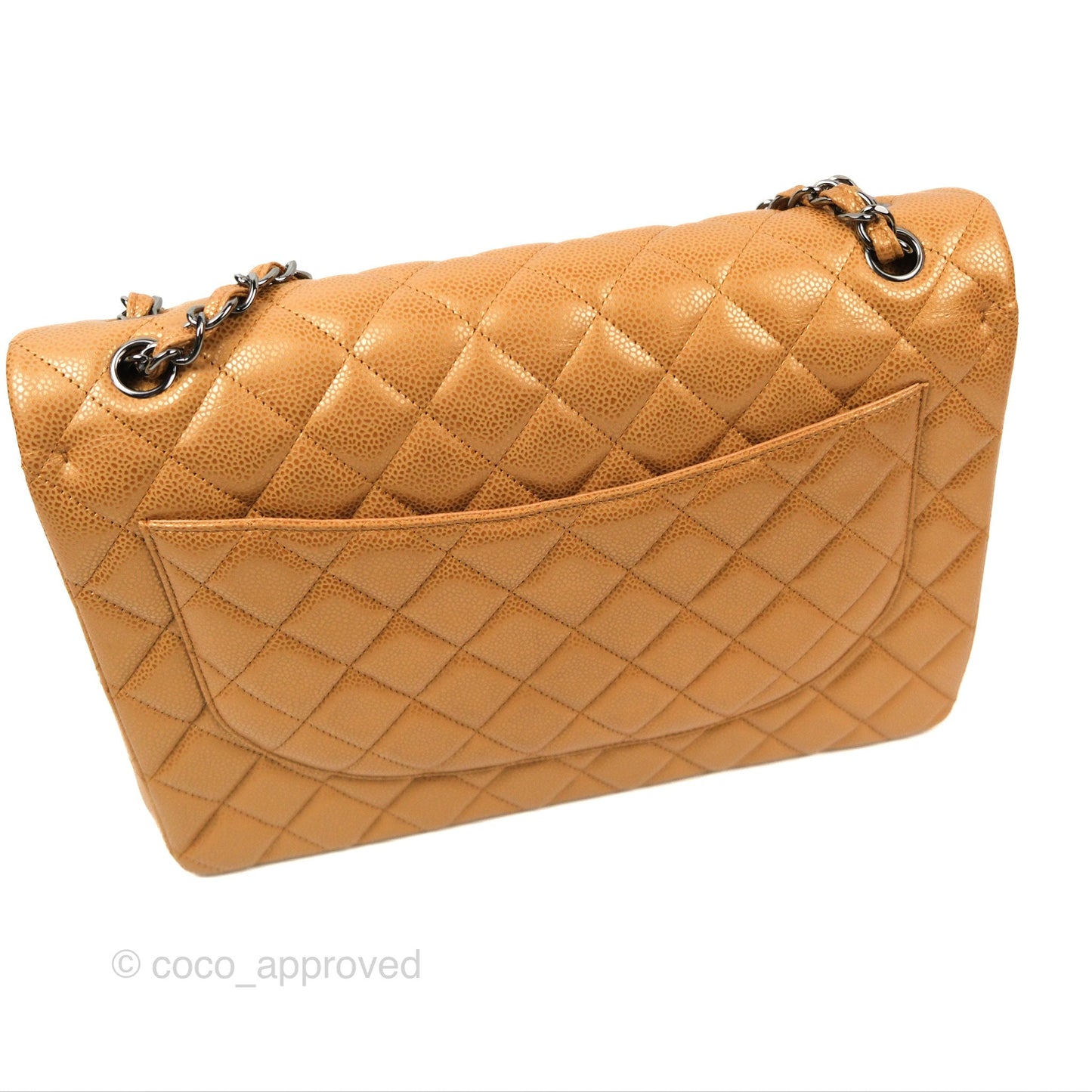 Chanel Quilted Maxi Double Flap Bronze Caviar Dark Silver Hardware