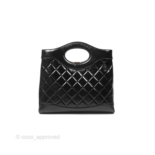 Chanel 31 Small Black Shiny Lambskin Gold Hardware 24S