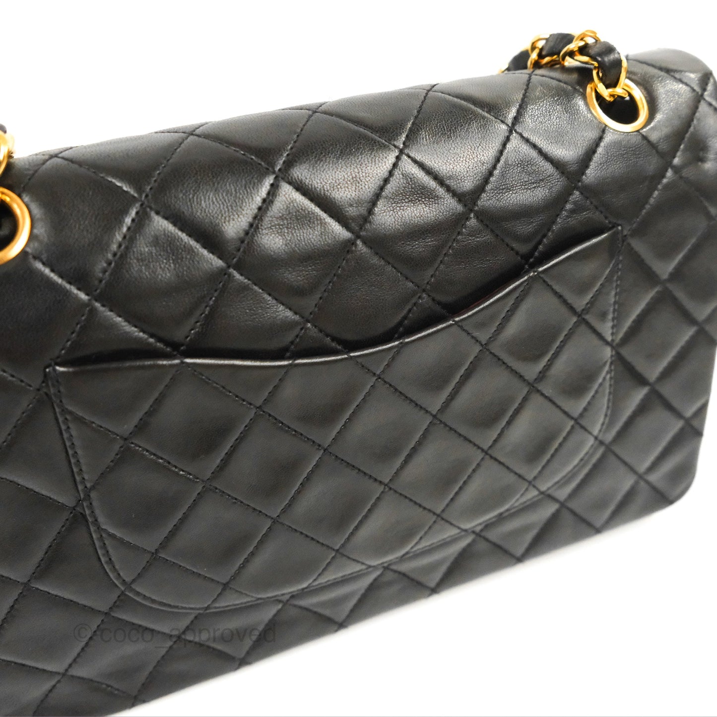 Chanel Vintage Medium Classic Flap Black Lambskin 24K Gold Hardware