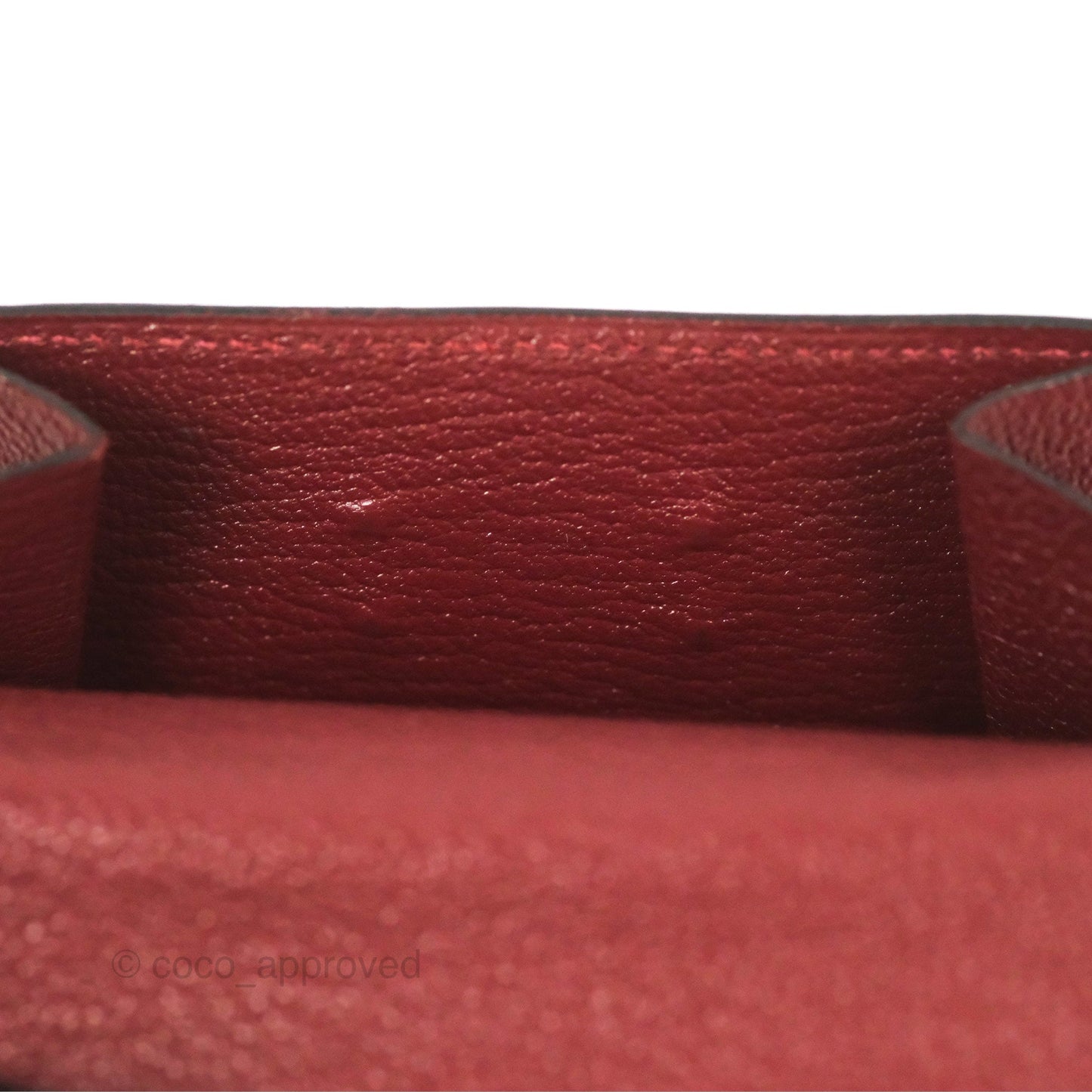 Hermès Kelly Pocket Compact Wallet Chevre Mysore Dark Red Gold Hardware