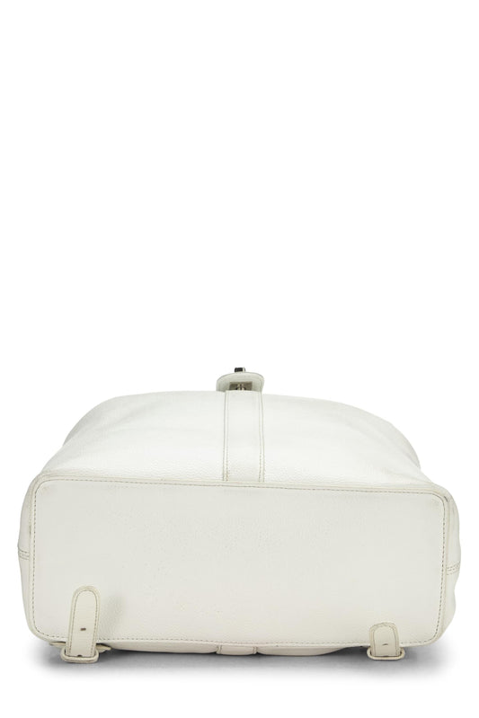 Chanel,  White Caviar Backpack Large, White