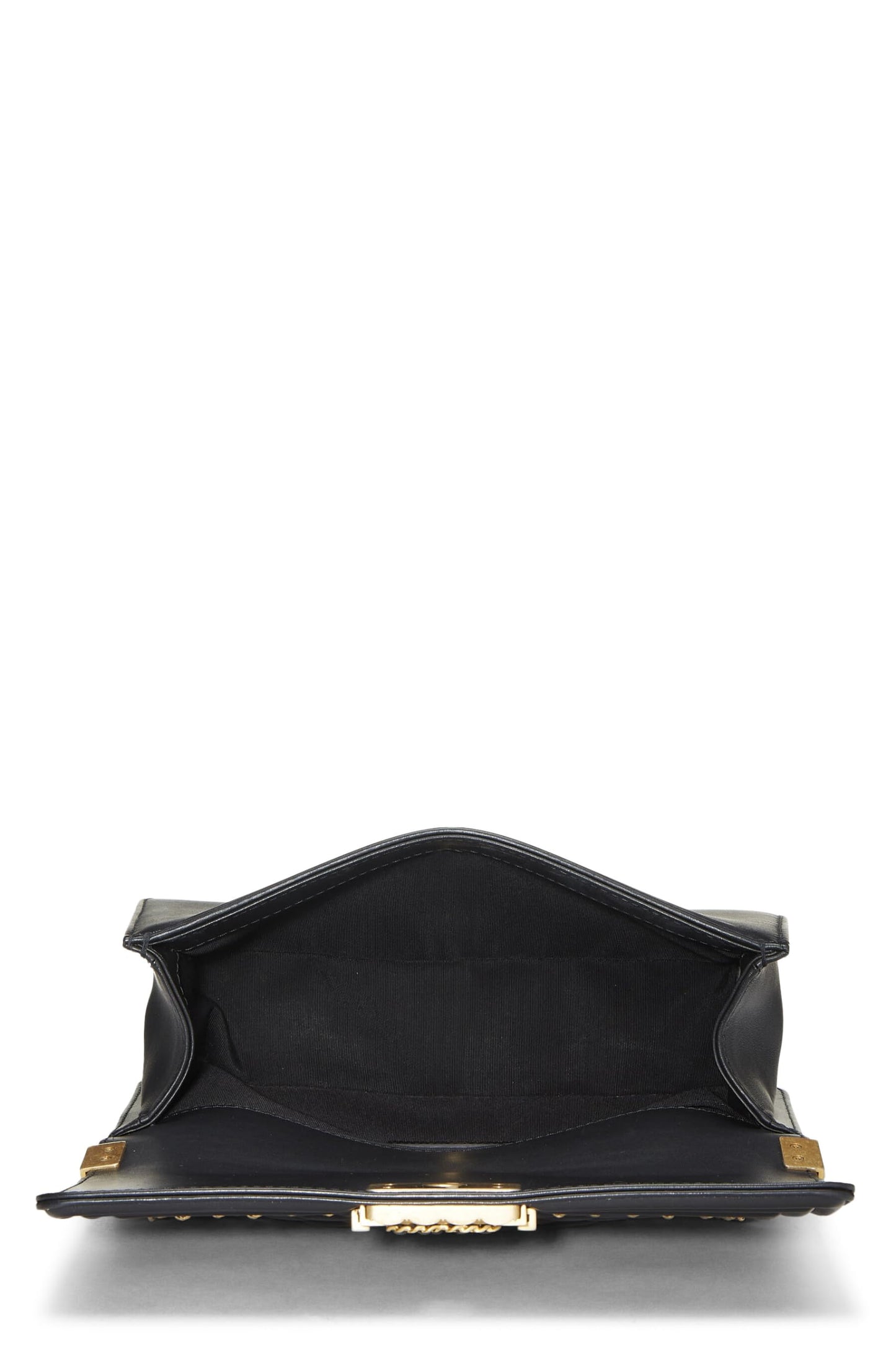 Chanel,  Black Quilted Lambskin Chain Around Boy Bag Medium, Black
