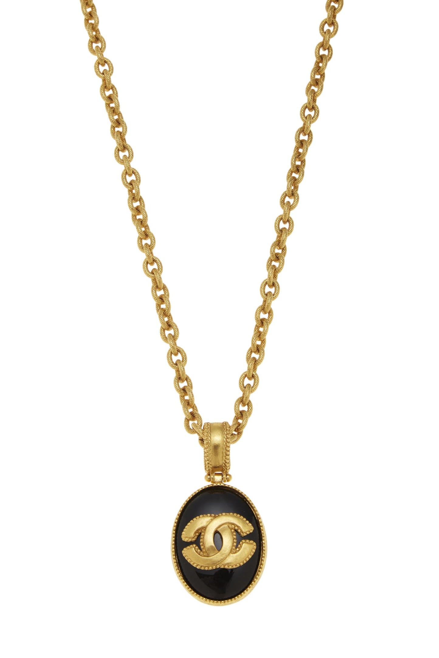 Chanel,  Gold & Black Enamel 'CC' Necklace, Black