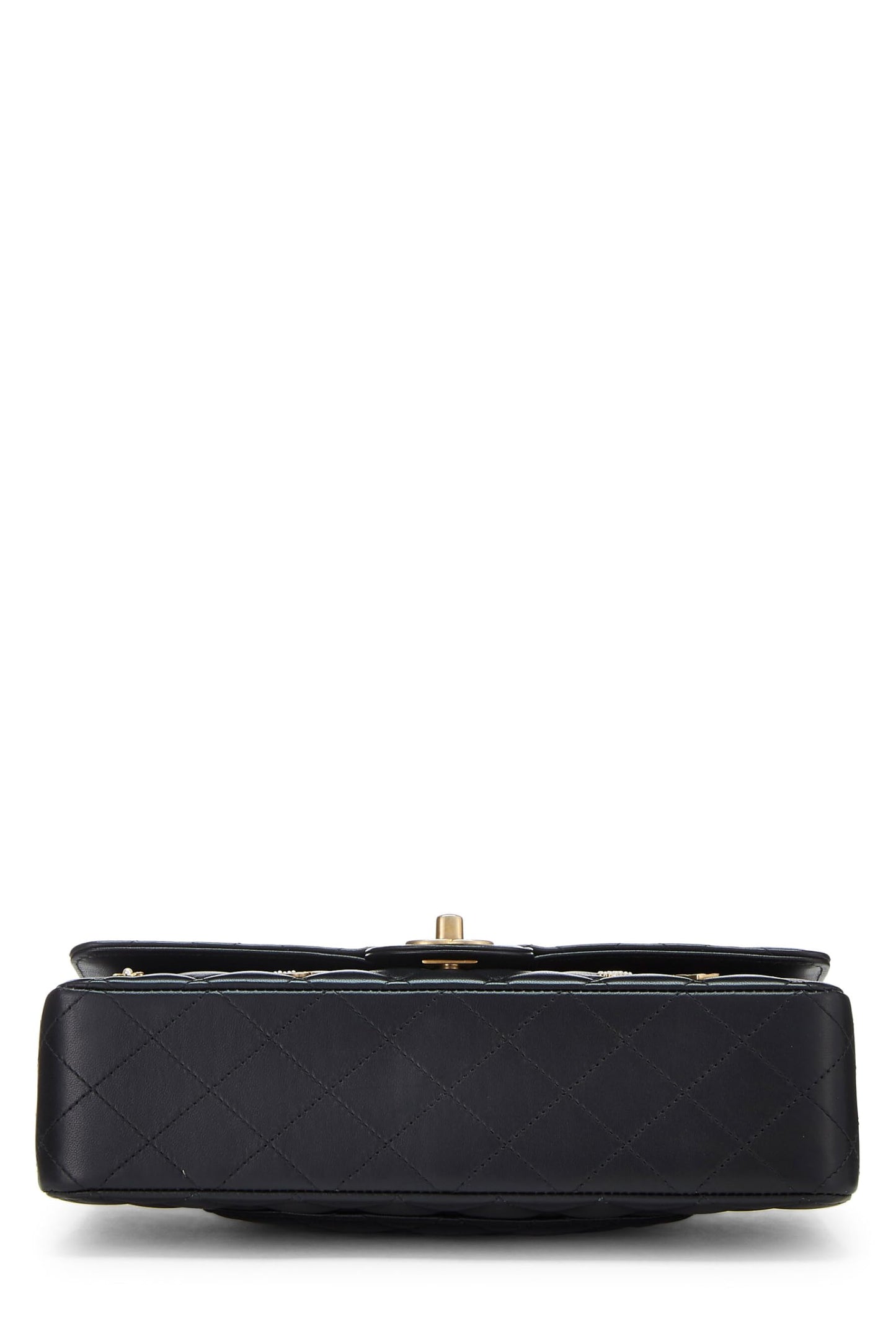 Chanel,  Black Lambskin Lucky Charm Double Flap Medium, Black