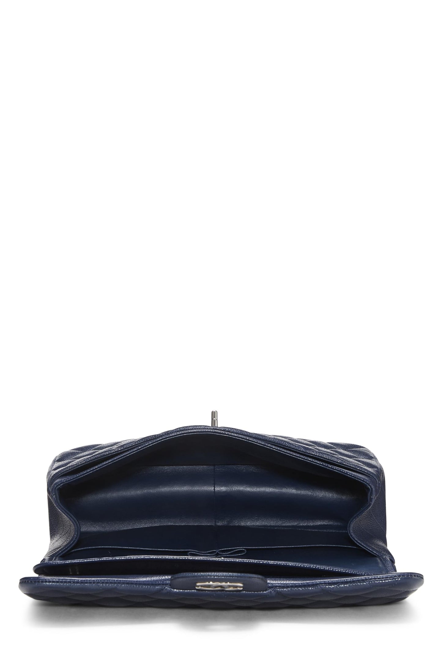 Chanel,  Navy Quilted Caviar New Classic Double Flap Jumbo, Navy