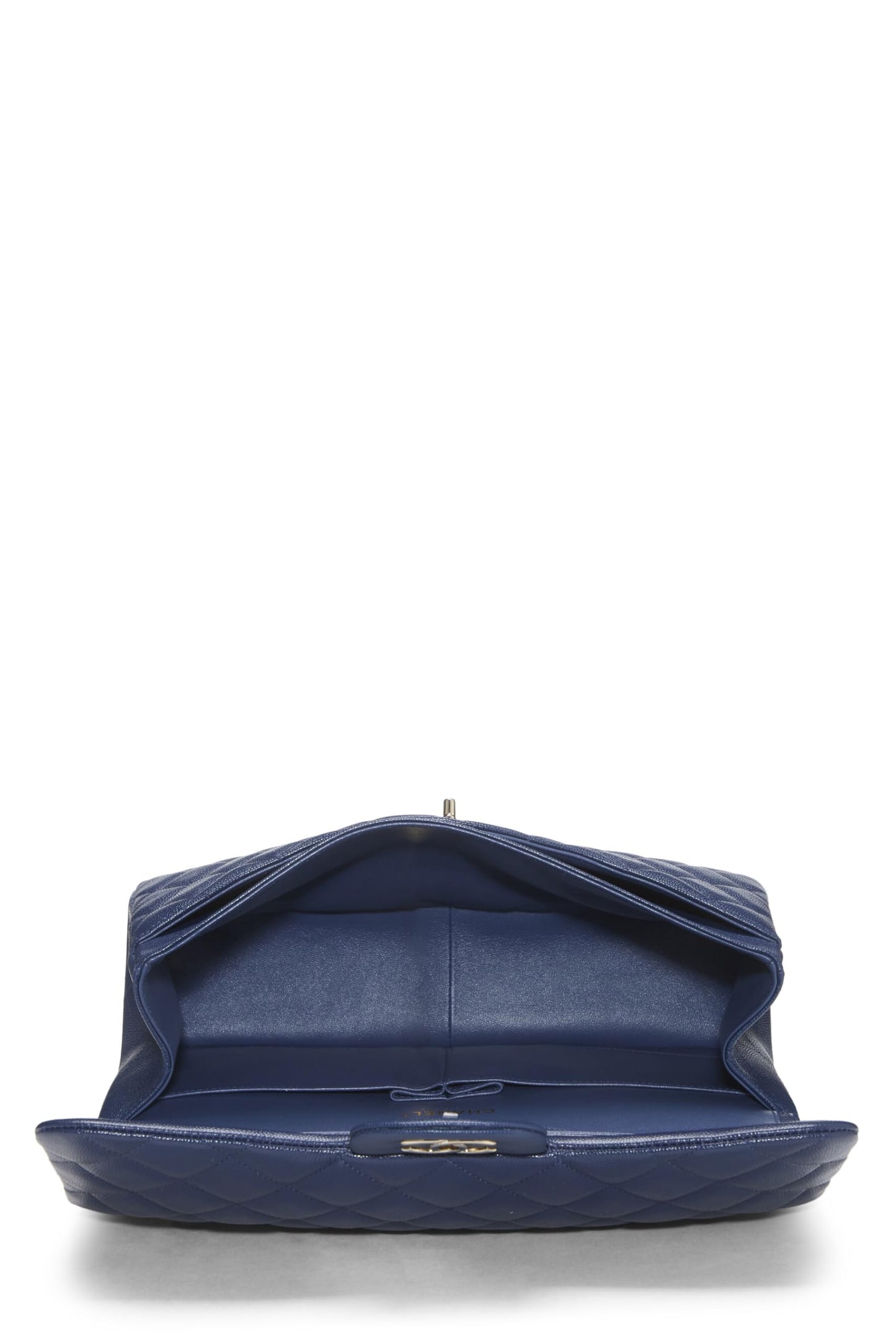 Chanel,  Navy Quilted Caviar New Classic Double Flap Jumbo, Navy