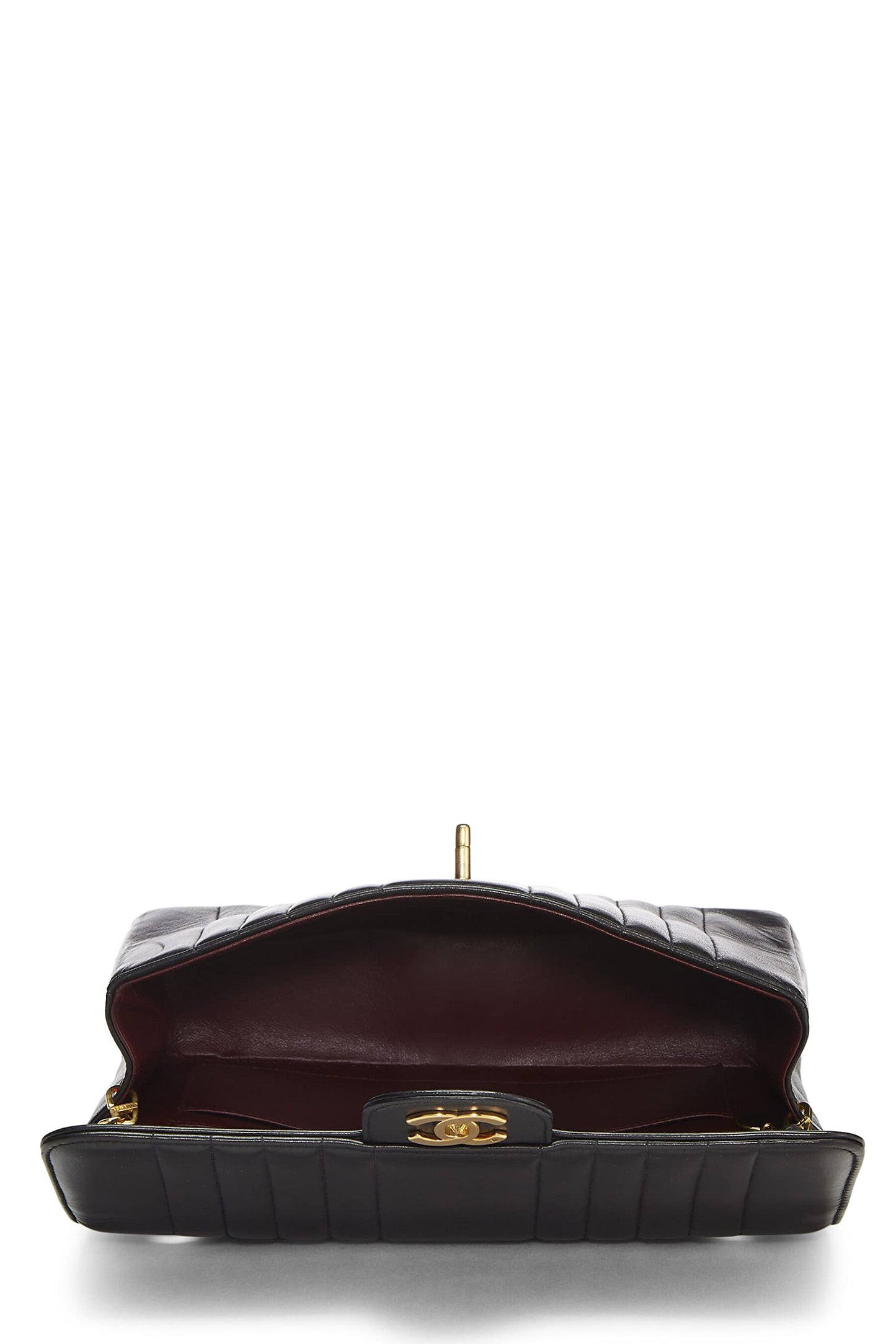 Chanel,  Black Vertical Lambskin Half Flap Medium, Black