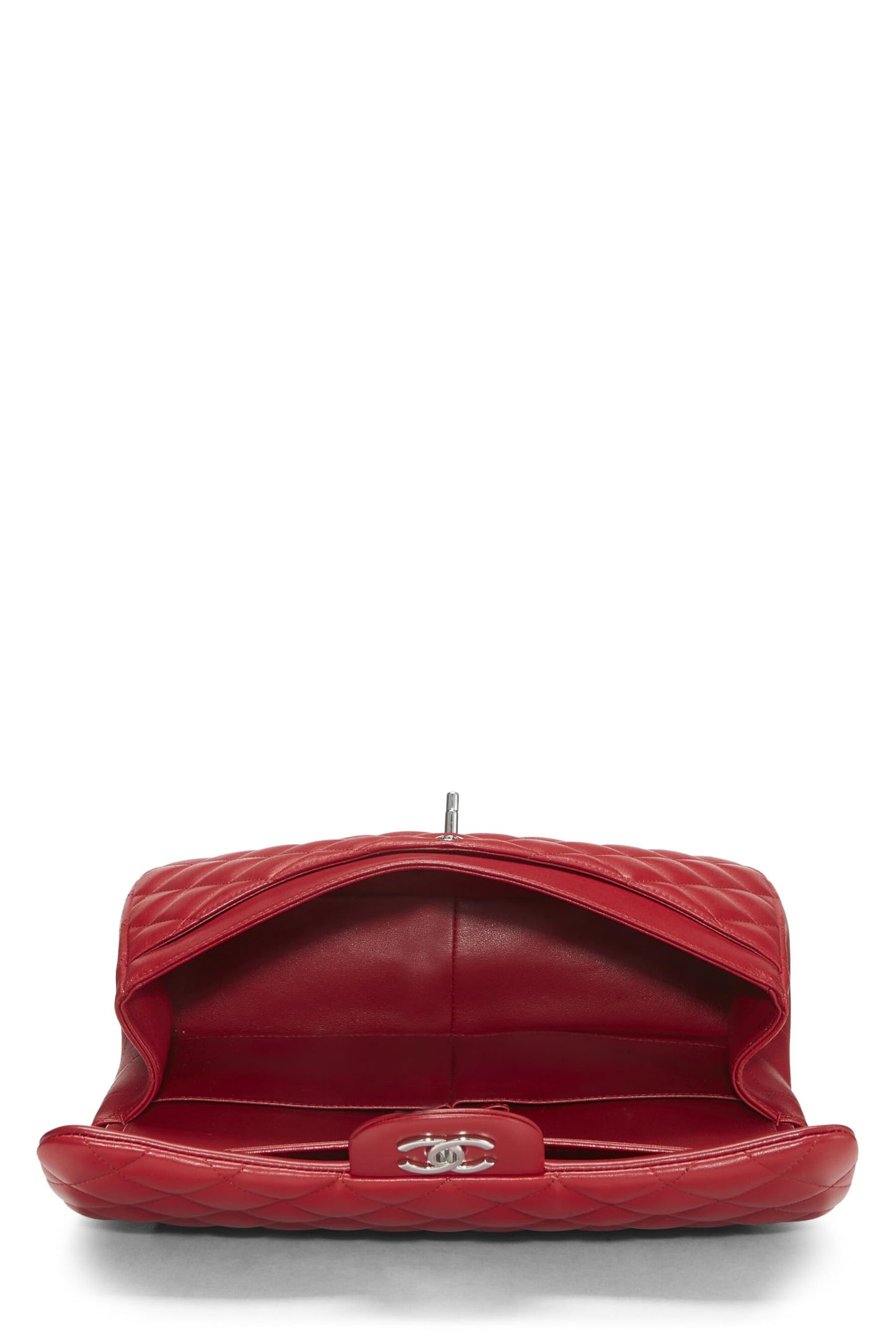 Chanel,  Red Quilted Lambskin New Classic Double Flap Jumbo, Red